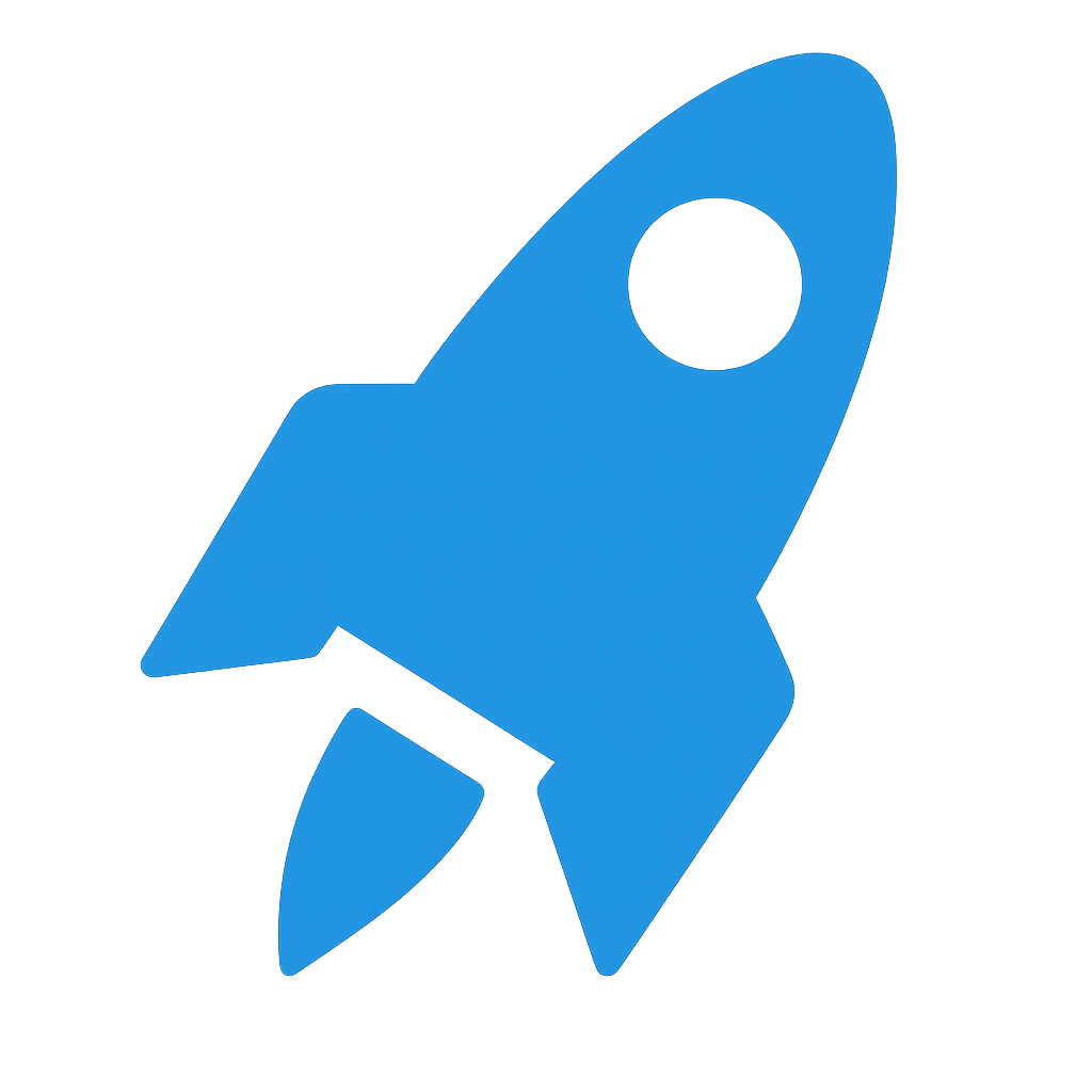 blue rocket ship icon